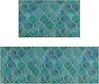 Vista 11 de Juego de 2 tapetes de cocina con diseño floral rosa, antideslizantes, lavables, color rosa, para piso, 2 piezas