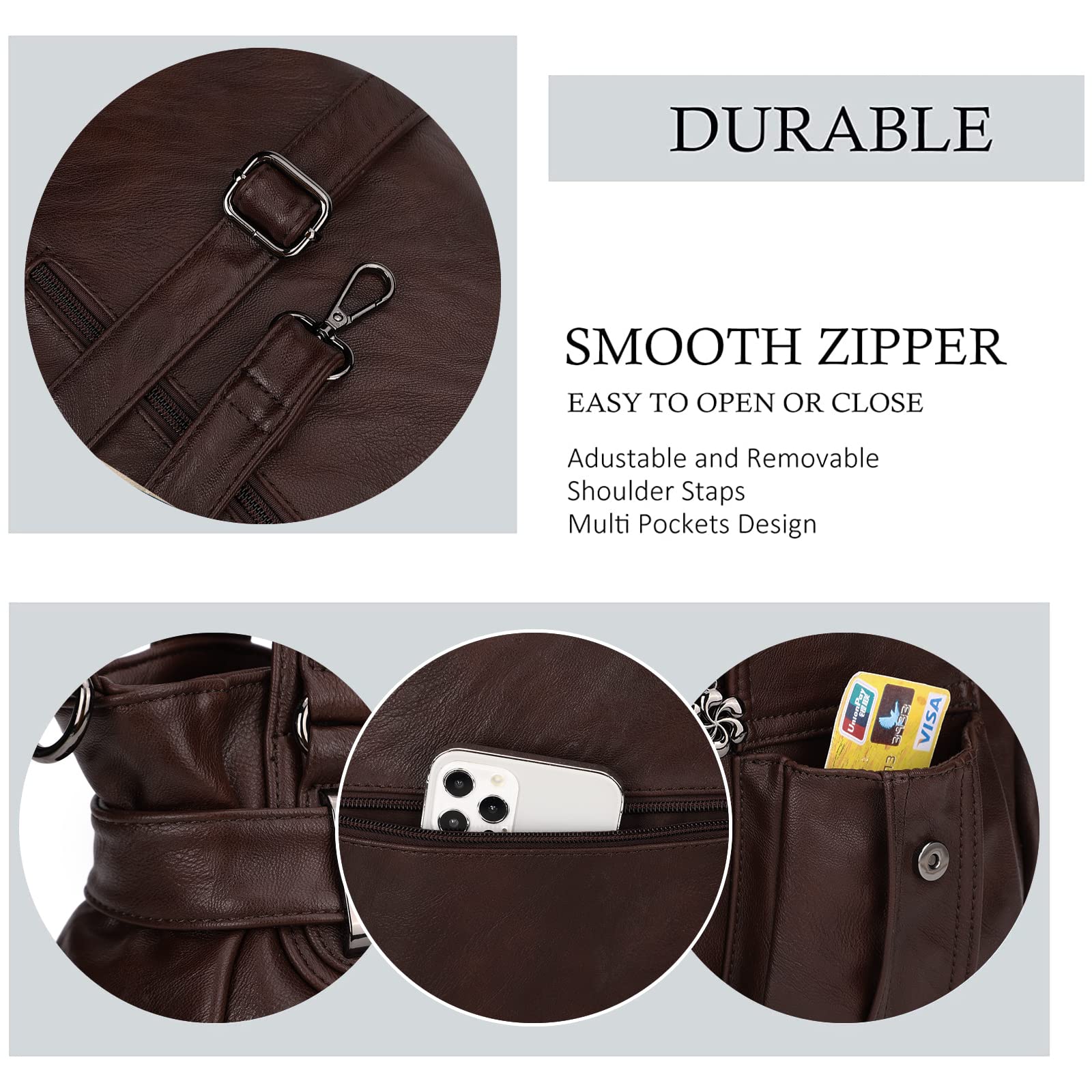 Purses and Handbags for Women Large Hobo Shoulder Bags Soft PU Leather Multi-Pocket Tote Bag