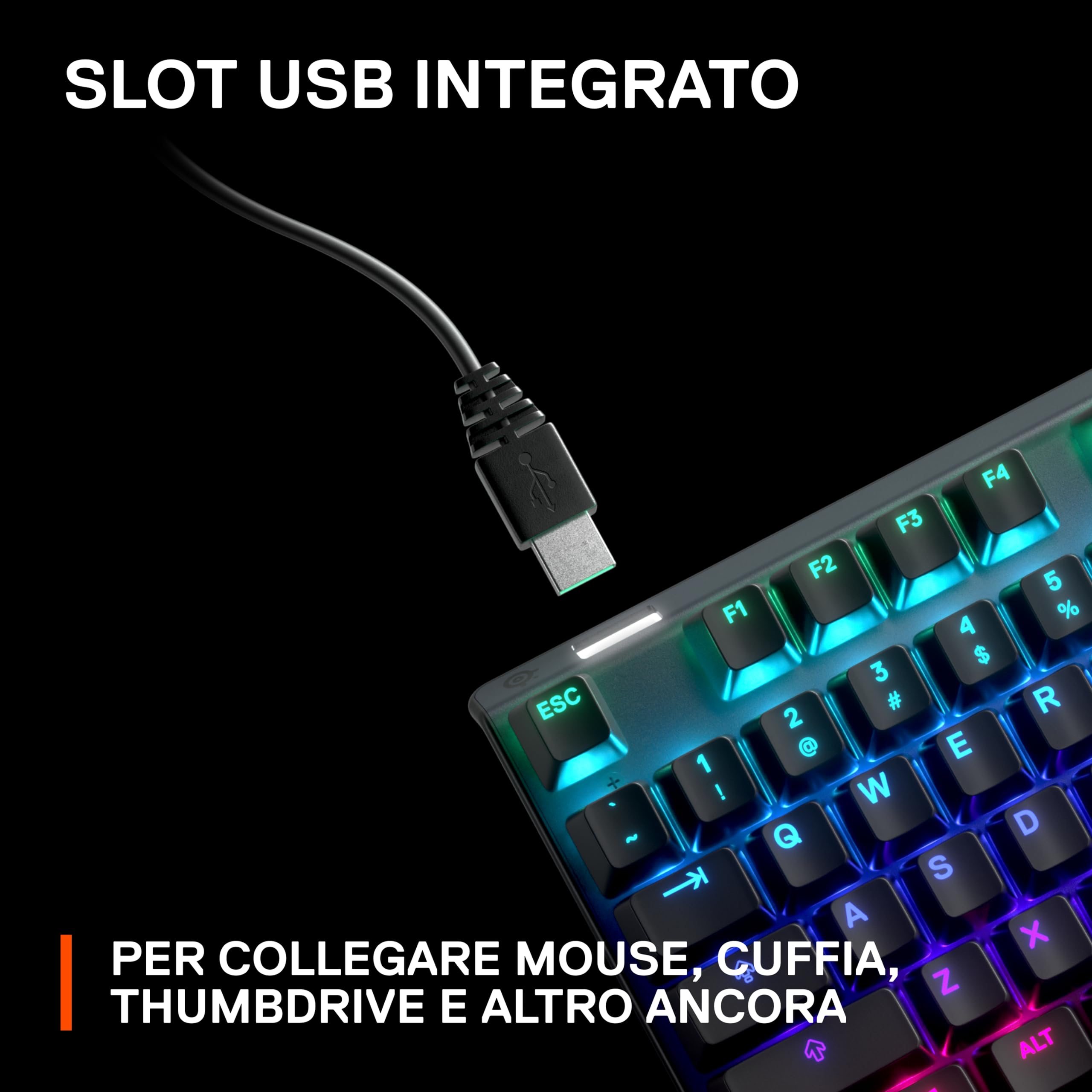 SteelSeries Apex Pro HyperMagnetic Tastiera da gaming - La più veloce al mondo - Azionamento regolabile - Schermo OLED - RGB - USB Passthrough - Layout Americano (QWERTY)