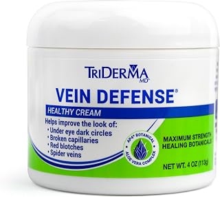 TriDerma Vein Defense Healthy Cream, Helps Improve the look of Spider Veins, Broken Capillaries, Red Blotches and Under Eye Dark Circles 4 oz