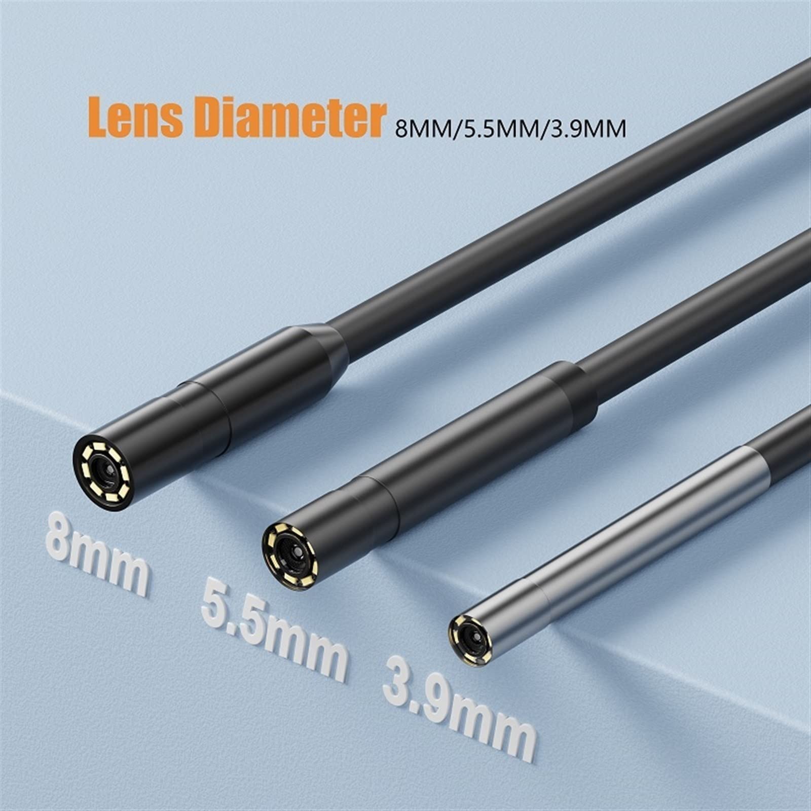 Inspection et analyse 2.8 ''écran IPS caméra endoscope portable sonde HD1080P Inspection de tuyau endoscope industriel prendre Photo enregistrement vidéo étanche (Size : 3.9mm-5M)