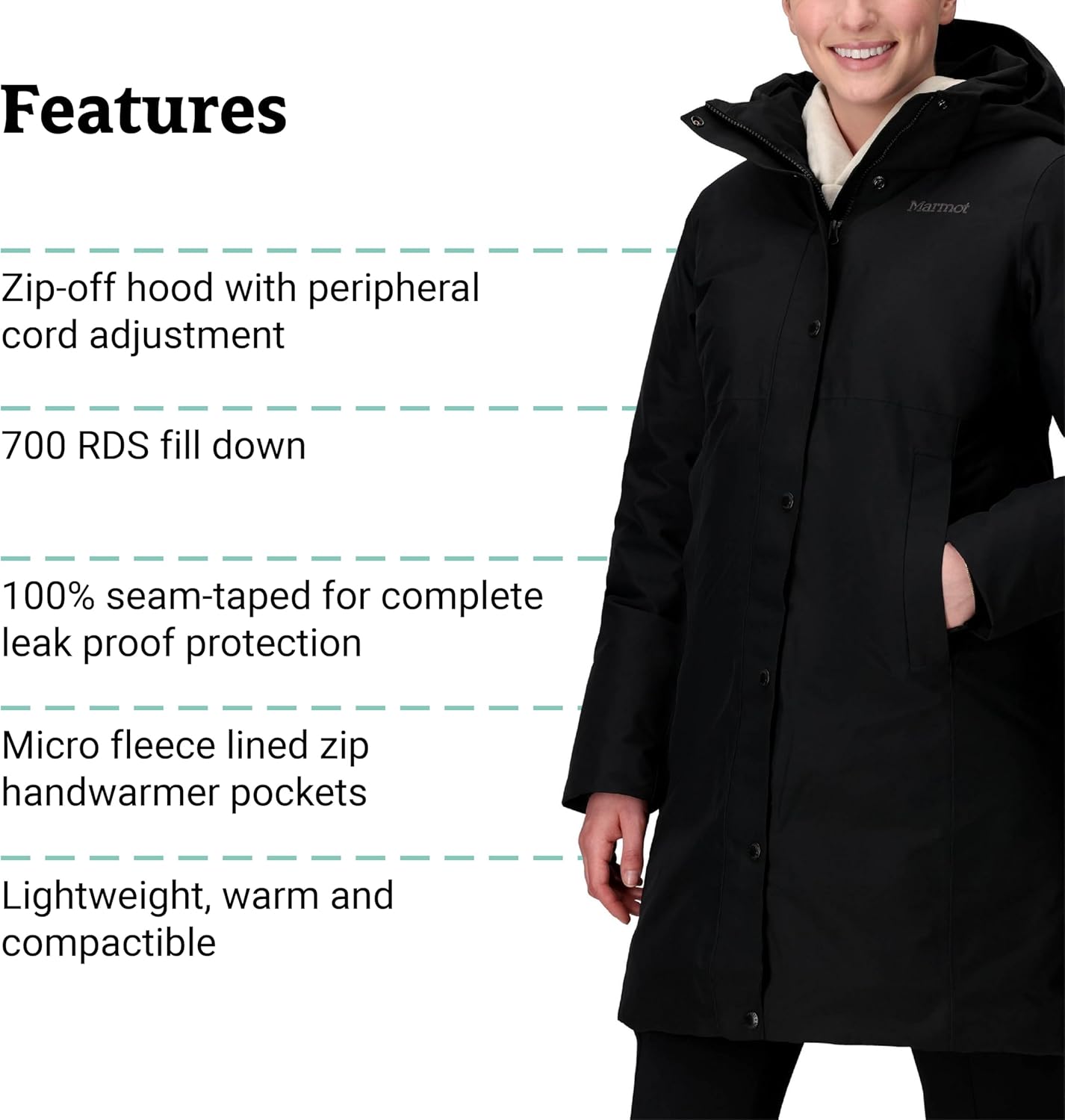 MARMOT womens Chelsea 700 Down Fill Coat With Hood - Image 6