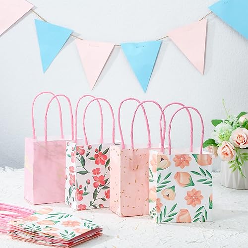 Miniatura 7 de Teling 24 mini bolsas de regalo florales de primavera con asas, agradecimiento, día de la madre, pequeñas bolsas de flores, regalos de fiesta, a