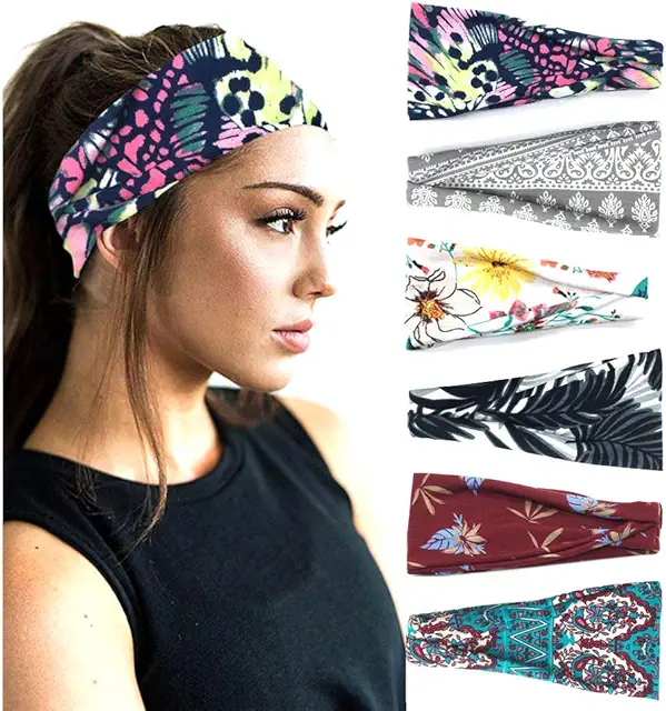 DRESHOW 8-Piece Boho Headband Set for Yoga & Fitness | Elastic Hair Bands