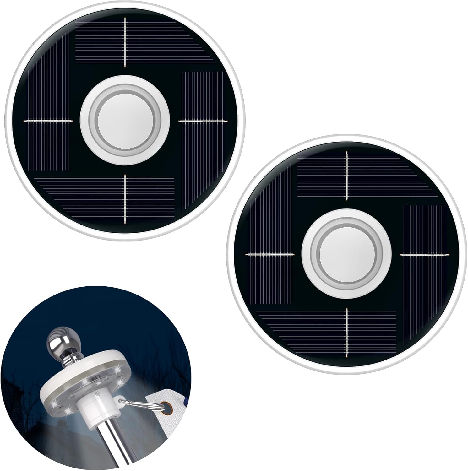 ZMTECH Solar Flag Pole Light, Flag Pole Light Spring 2 Pack White, Waterproof Outdoor Auto On/Off, Fits 5-10FT Flagpoles & 1in Diameter Poles