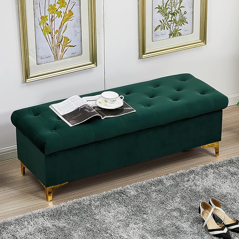 KLGFBDC Storage Ottoman Bench, Upholstered Modern Footstool for Living Room, Bedroom, Hallway - Multifunctional Shoe Bench and Storage Solution