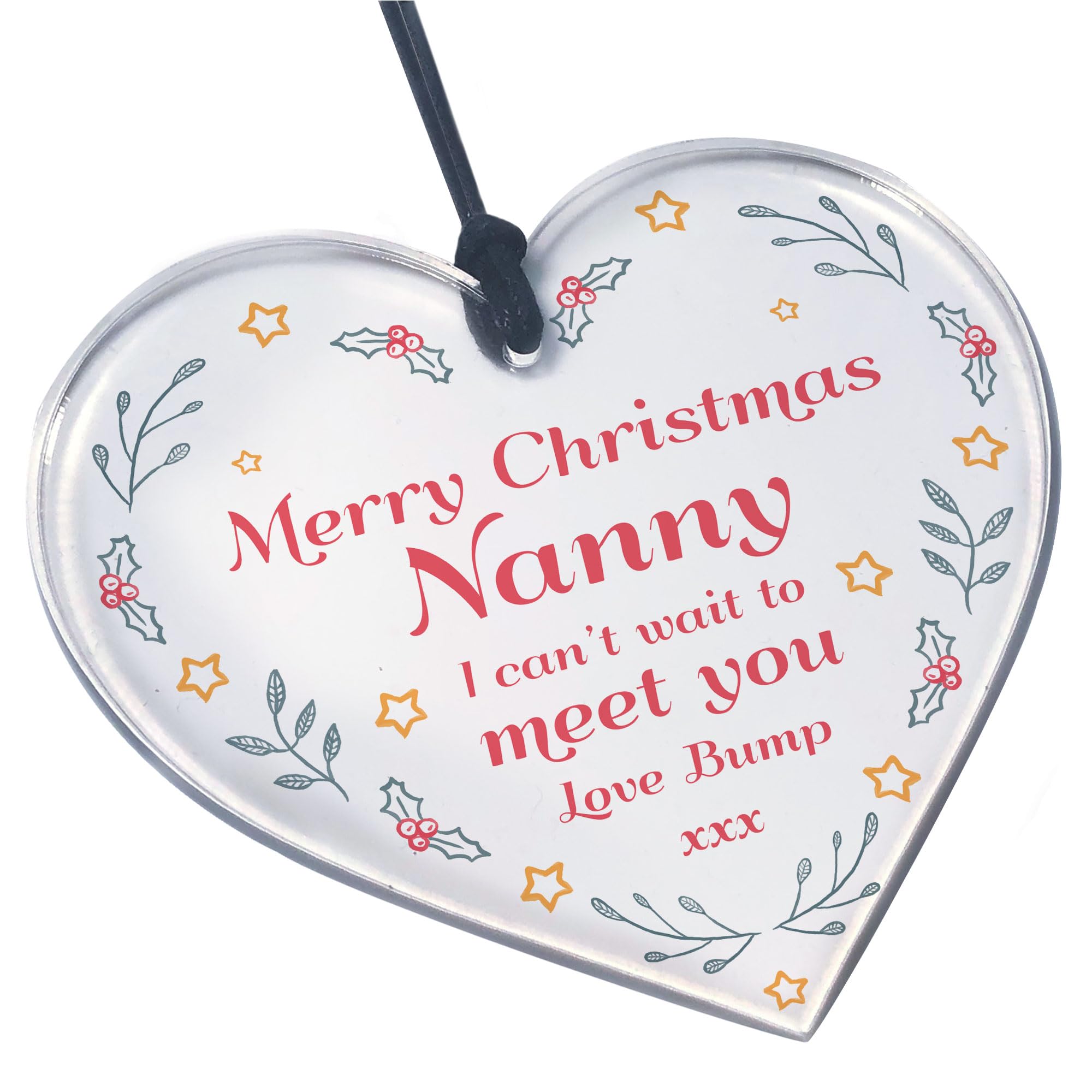 Red Ocean Multicoloured For Nanny From Bump Acrylic Heart Bump Gifts For Nanny From Baby Keepsake Baby Announcement Gifts