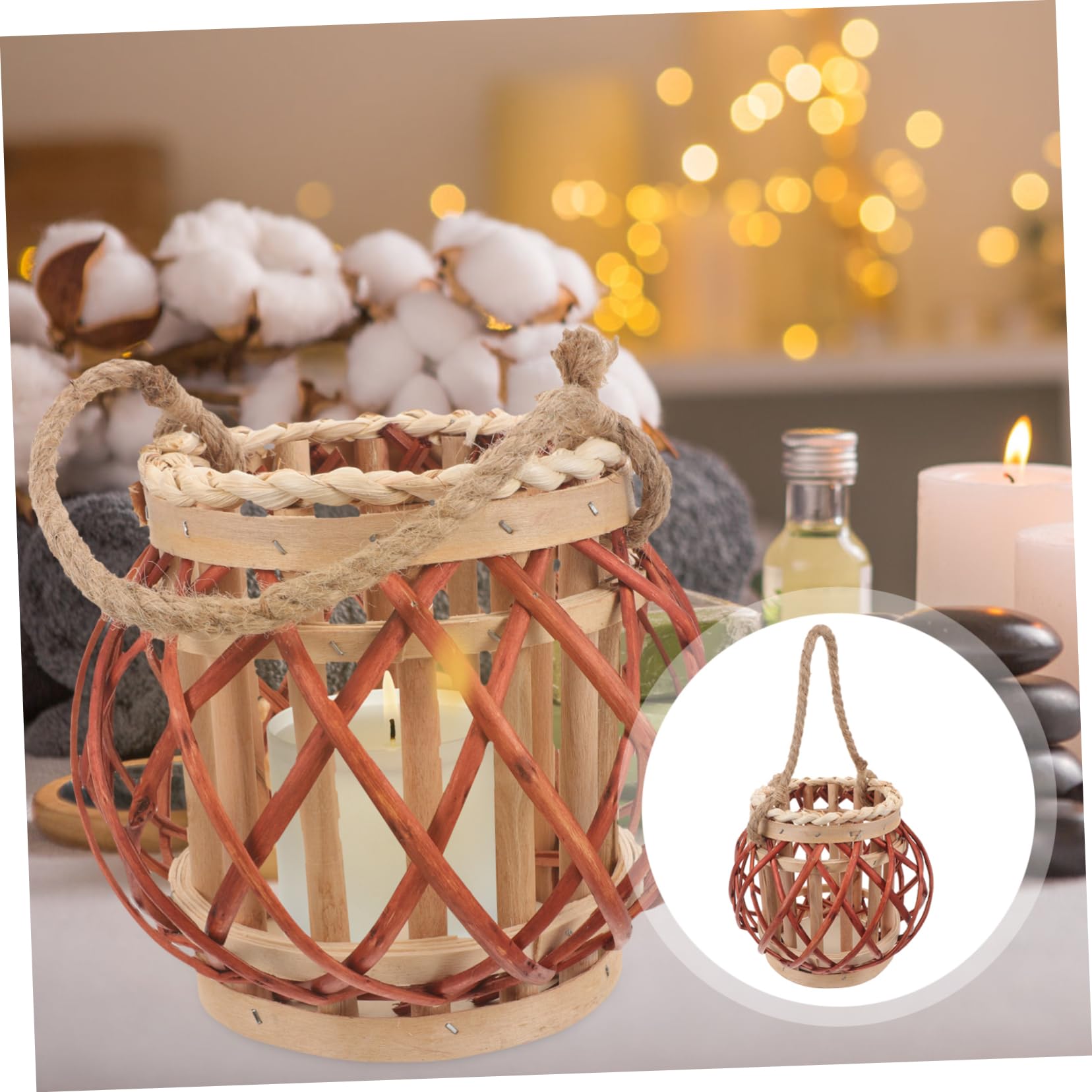 HANABASS Colgante de Artesanal Portavelas Natural Colgante Decoración Rústica para Soporte para Pequeño Cálido y Romántico