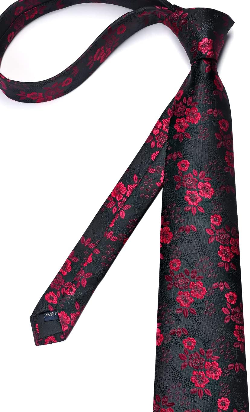 Enlision Ties for Men Floral Tie Handkerchief Cufflinks Set Formal Flower Classic Mens Necktie & Pocket Square Wedding - Image 7