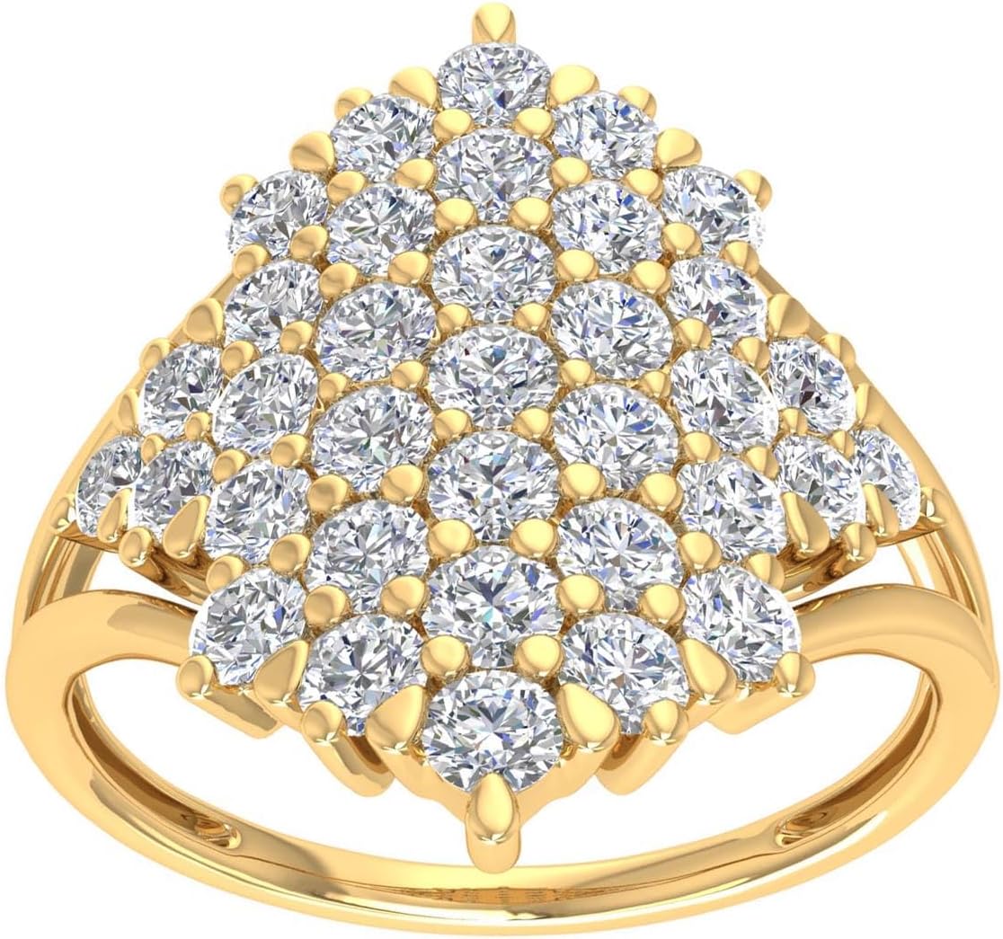 1 Carat Lab-Grown Round Diamond Cocktail Ring in 14K Gold - EF Color, VS1-VS2 Clarity