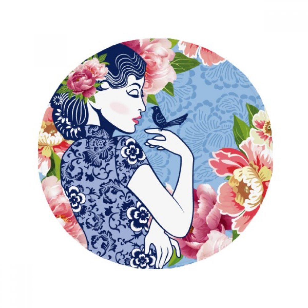 Tapis anti-glisse rond 80cm style chinois pour éviter les chutes en cuisine