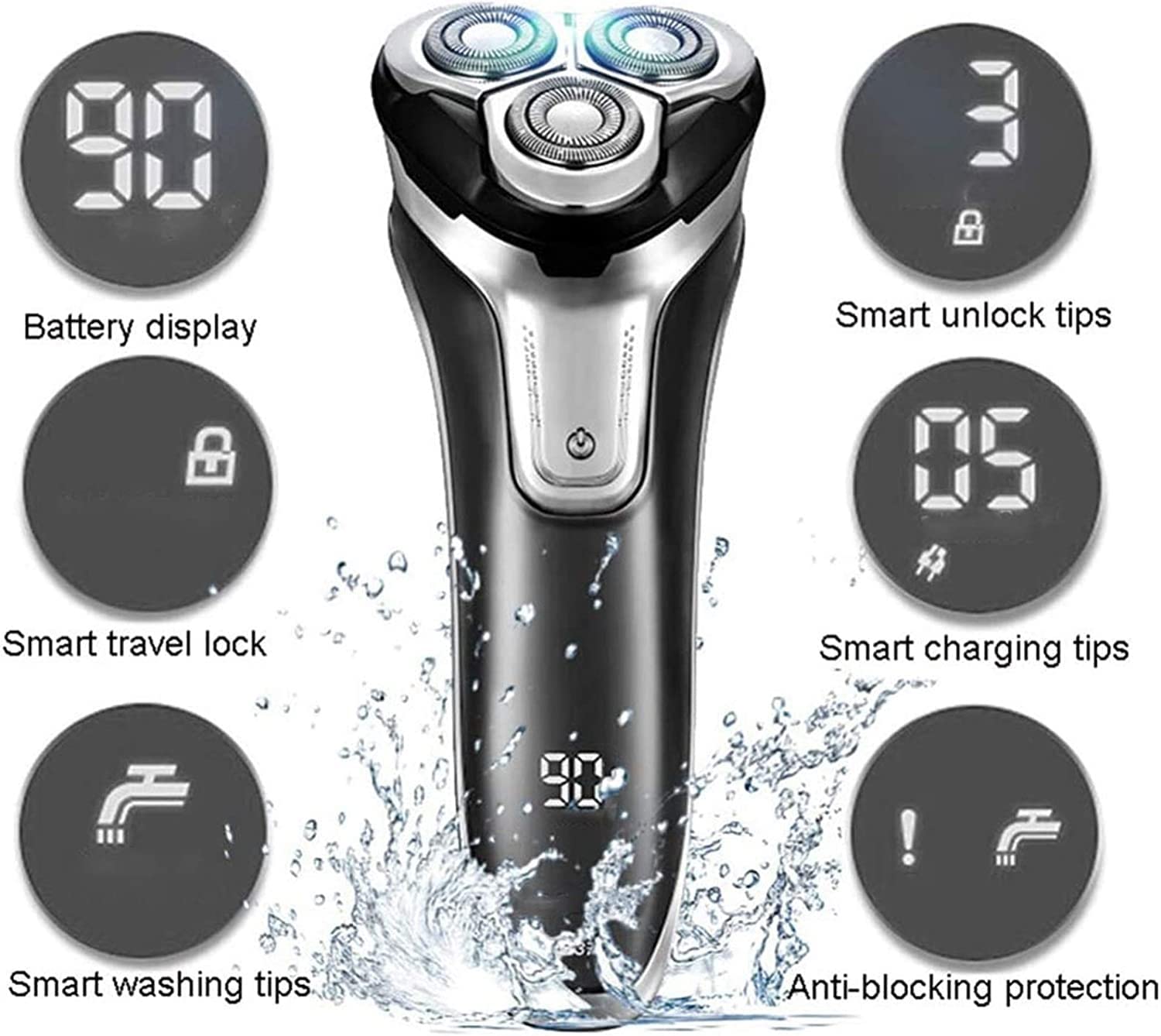 Maquinilla de afeitar eléctrica, afeitadora eléctrica recargable con recortadora de barba emergente, maquinilla de afeitar eléctrica para hombre