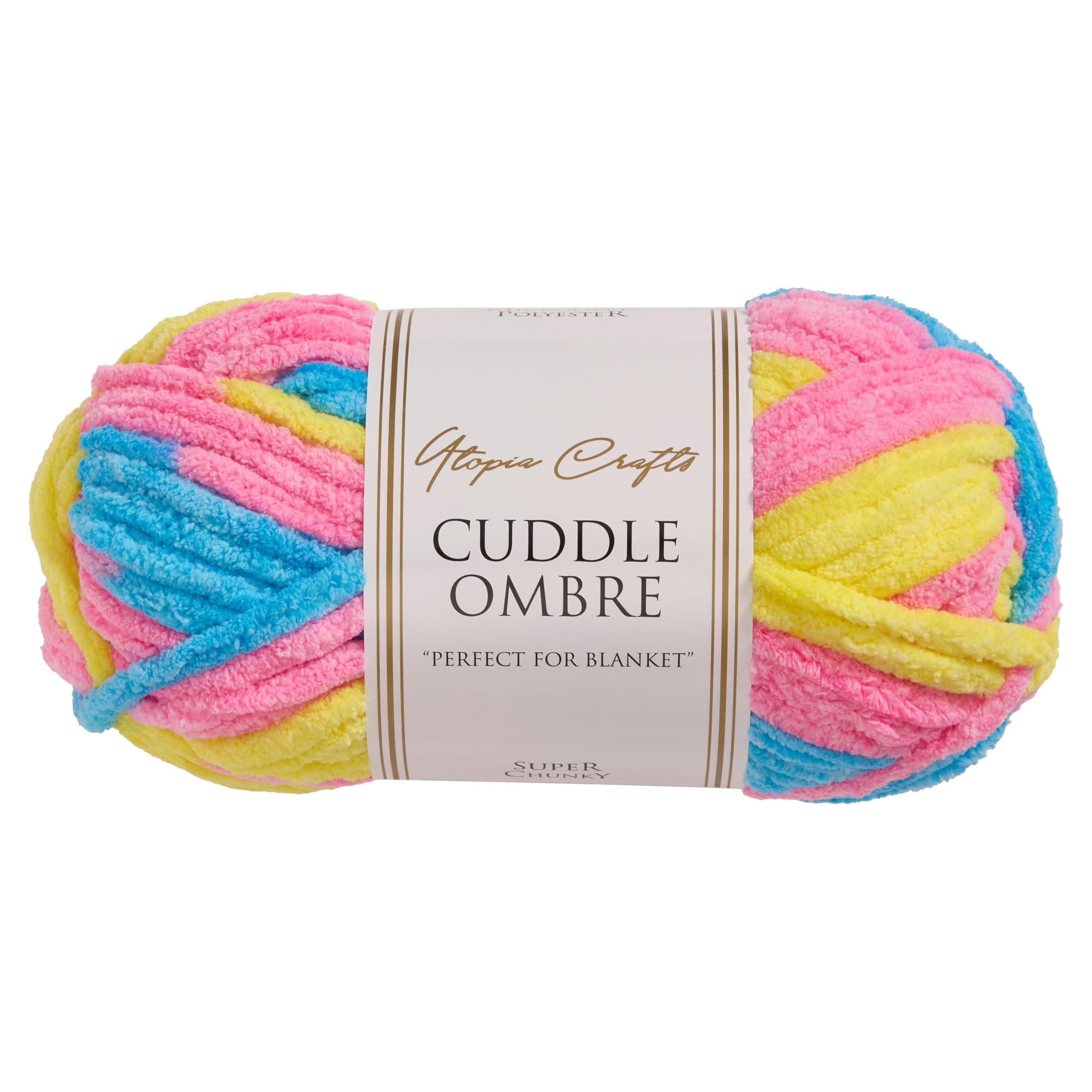 Utopia Crafts Cuddle Ombre Super Chunky Chenille Soft Yarn for Knitting and Crochet 100g (Cotton Candy)