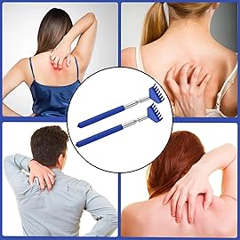 Kuvvfe 2 Pack Portable Extendable Back Scratcher, Stainless Steel Telescoping Back Scratcher with Beautiful Present Packaging(Blue)