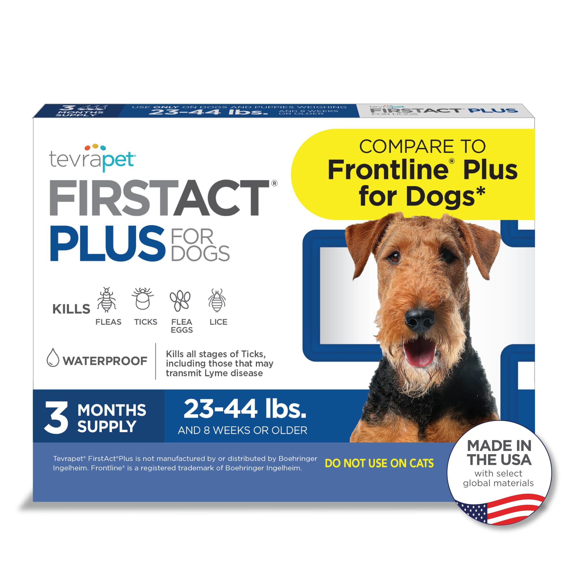 FirstAct Plus Flea Treatment for Dogs, Medium Dogs 23-44 lbs, 3 Doses, Same Active Ingredients as Frontline Plus Flea and Tick Prevention for Dogs