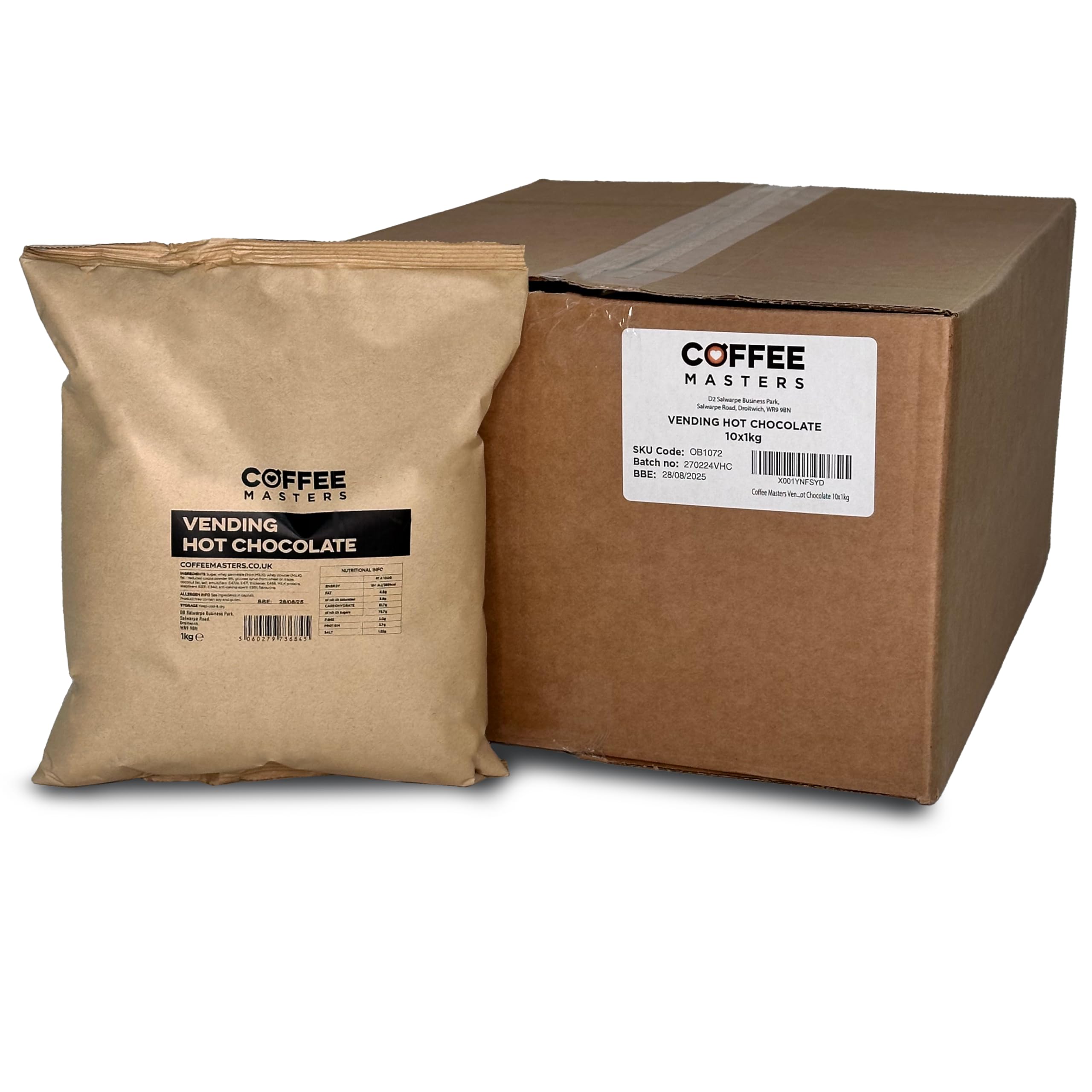 Coffee Masters Vending Machine Chocolate Powder - 10 Packs x 1kg - Premium Instant Hot Choco Perfect for Office Break Rooms, Cafeterias, Schools - Decadent, Rich Hot Cocoa Powdered Drink