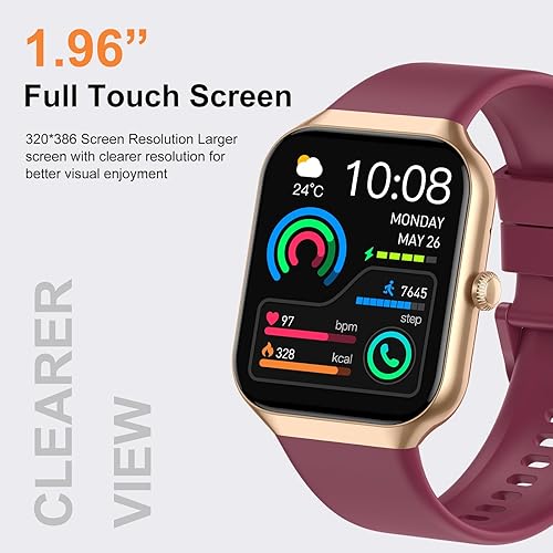 Miniatura 2 de Reloj inteligente para mujeres y hombres, reloj inteligente HD de 1.96 pulgadas (respuestahacer llamadas) con monitor de frecuencia
