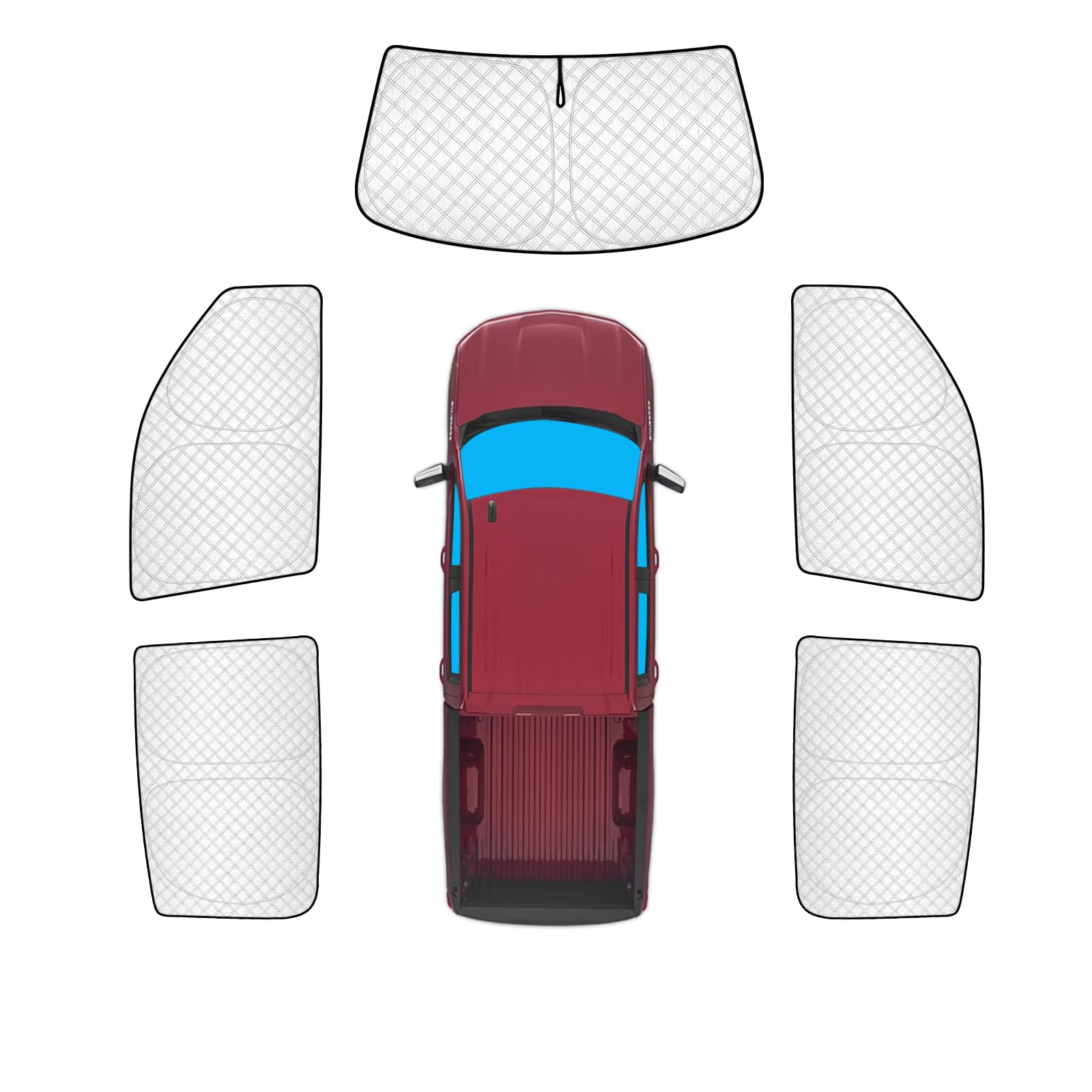 KMF 5pcs Thicken Sun Shades for Chevy Silverado 1500 2014-2019 Accessories, Chevrolet Full Car Window Covers Sunshade for Windshield Side, UV Block and Blackout Privacy for Camping Outdoor