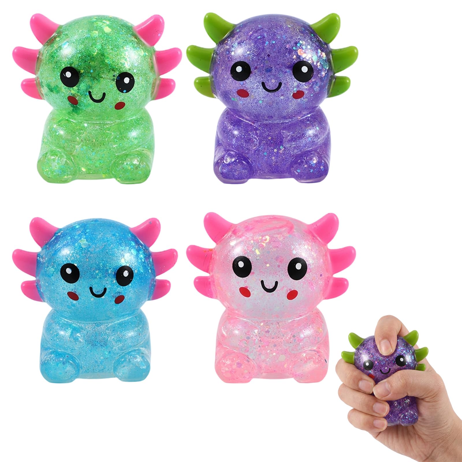 Ywikfag Axolotl Toy Set of 4, Red Blue Purple Green Colours