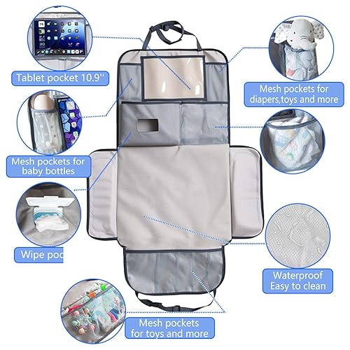 Miniatura 4 de Estación cambiadora de pañales grande portátil para bebé para automóvil Cambiador ligero para bebés para viajes con 4 bolsillos, soporte