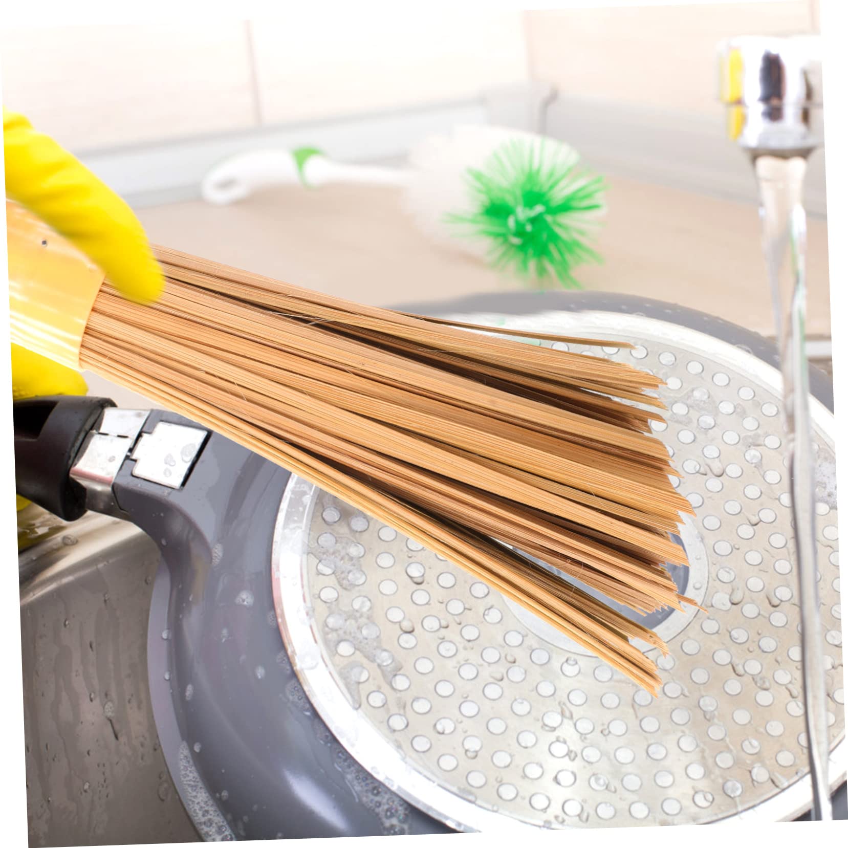 Cepillo de Bambú para Limpieza de Platos y Ollas, Multifunción y Adecuado para Grasa y Suciedad en Restaurantes y Cocinas Occidentales, Paquete de 3 Piezas