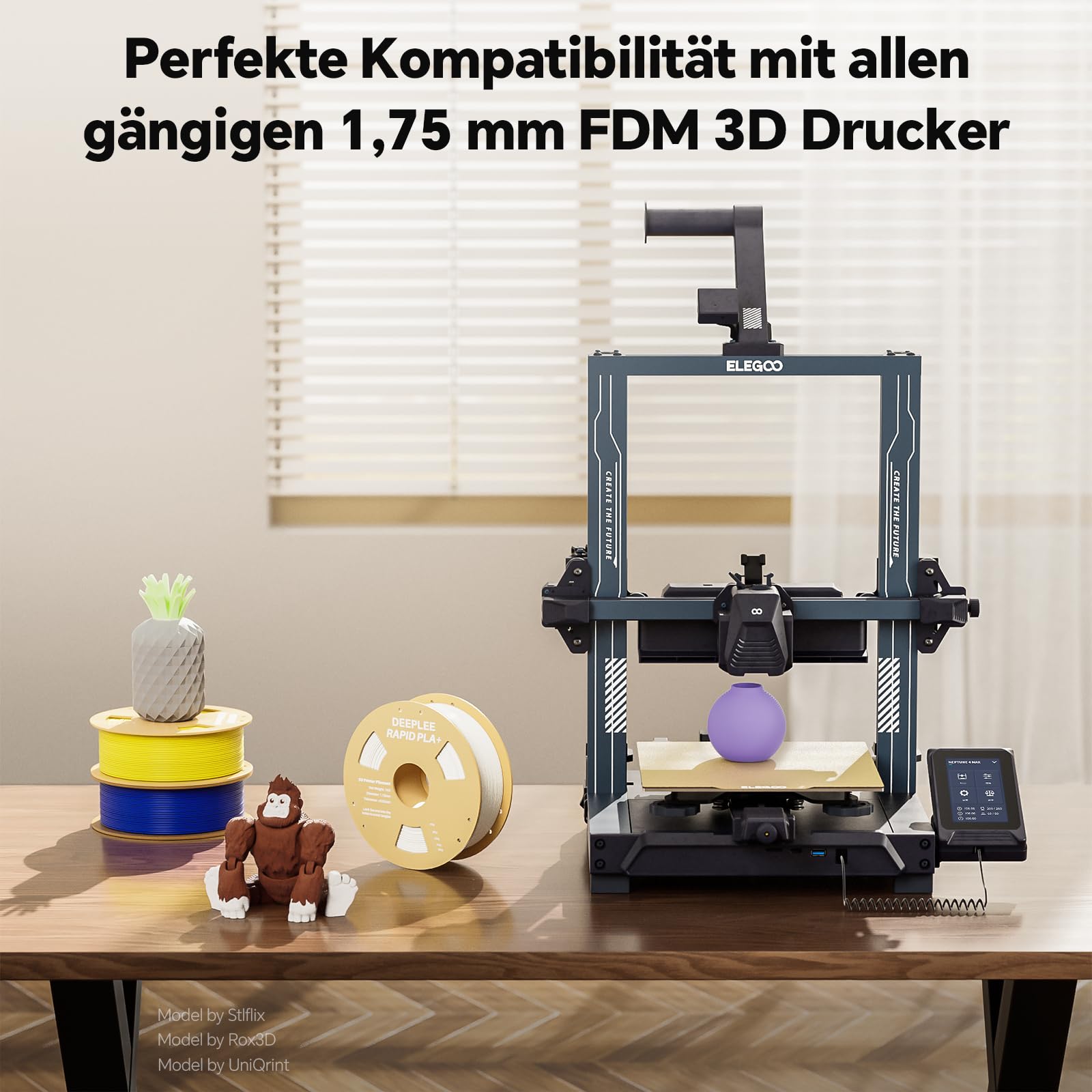 DEEPLEE Szybka filament PLA+ 1,75 mm, wysoka prędkość do 600 mm/s, czarny + biały + niebieski (3 x 1 kg), dokładność ± 0,02 mm do drukarek 3D FDM