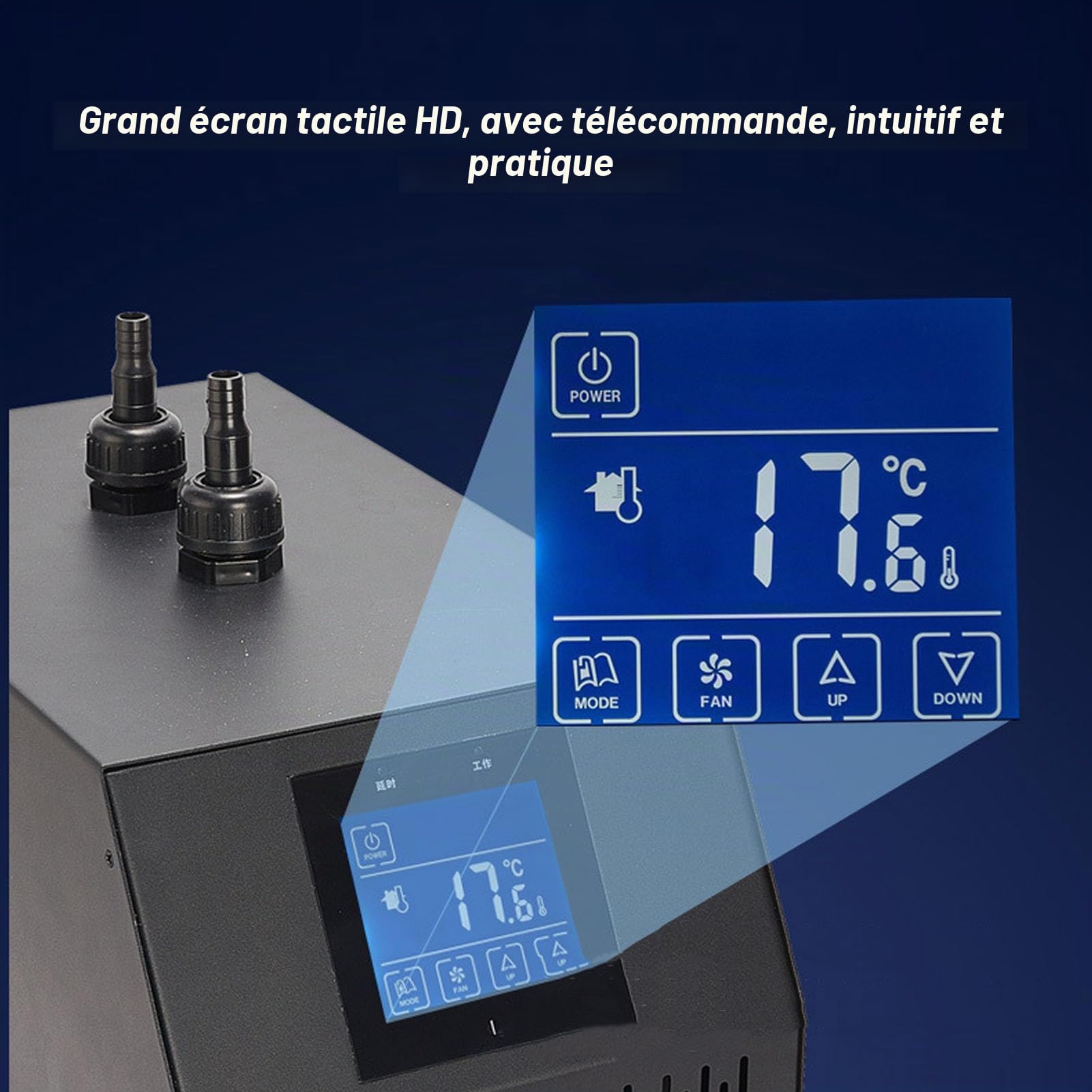 Bewinner Refroidisseur d'eau pour Aquarium avec Écran Tactile et Télécommande - 42 Gal, 1/10 HP, Faible Bruit, Système de Refroidissement pour Poissons