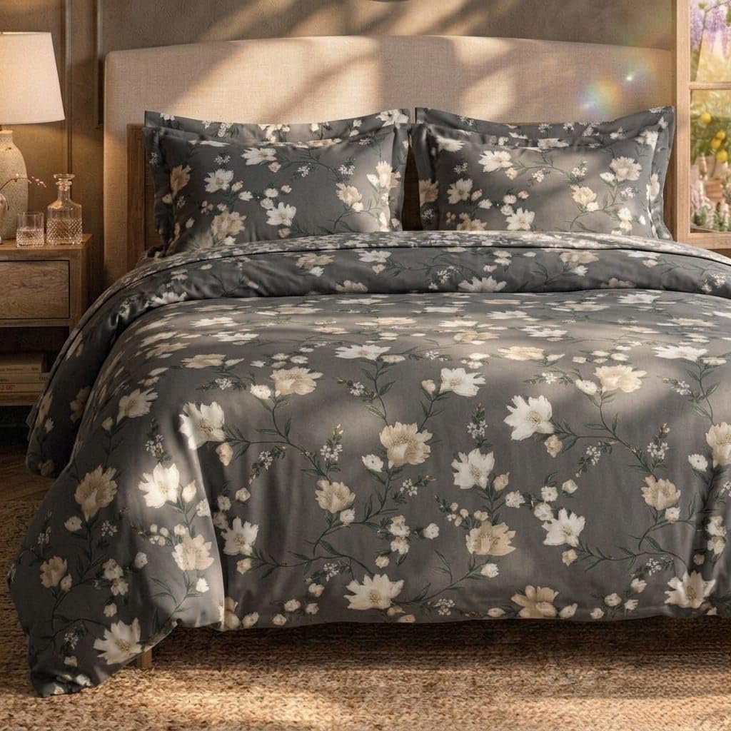 Parure de lit 4 pièces bleu avec housse de couette en microfibre