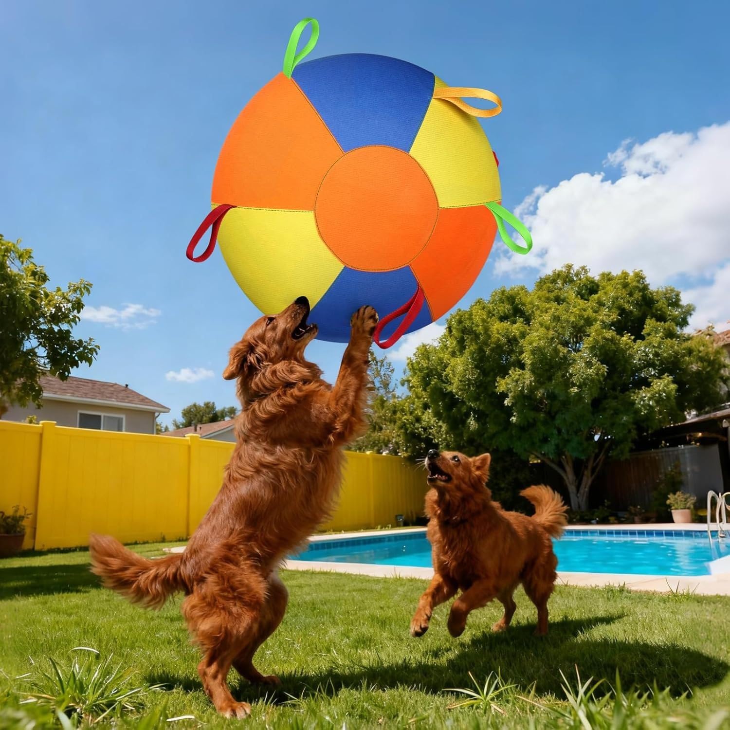 Pelota de Pastoreo Resistente a Desgarros para Perros Pelota de Entrenamiento Interactiva con Correas para Razas Grandes Juguete para Juego al Aire Libre para Perros Pastor y de Ganado,M