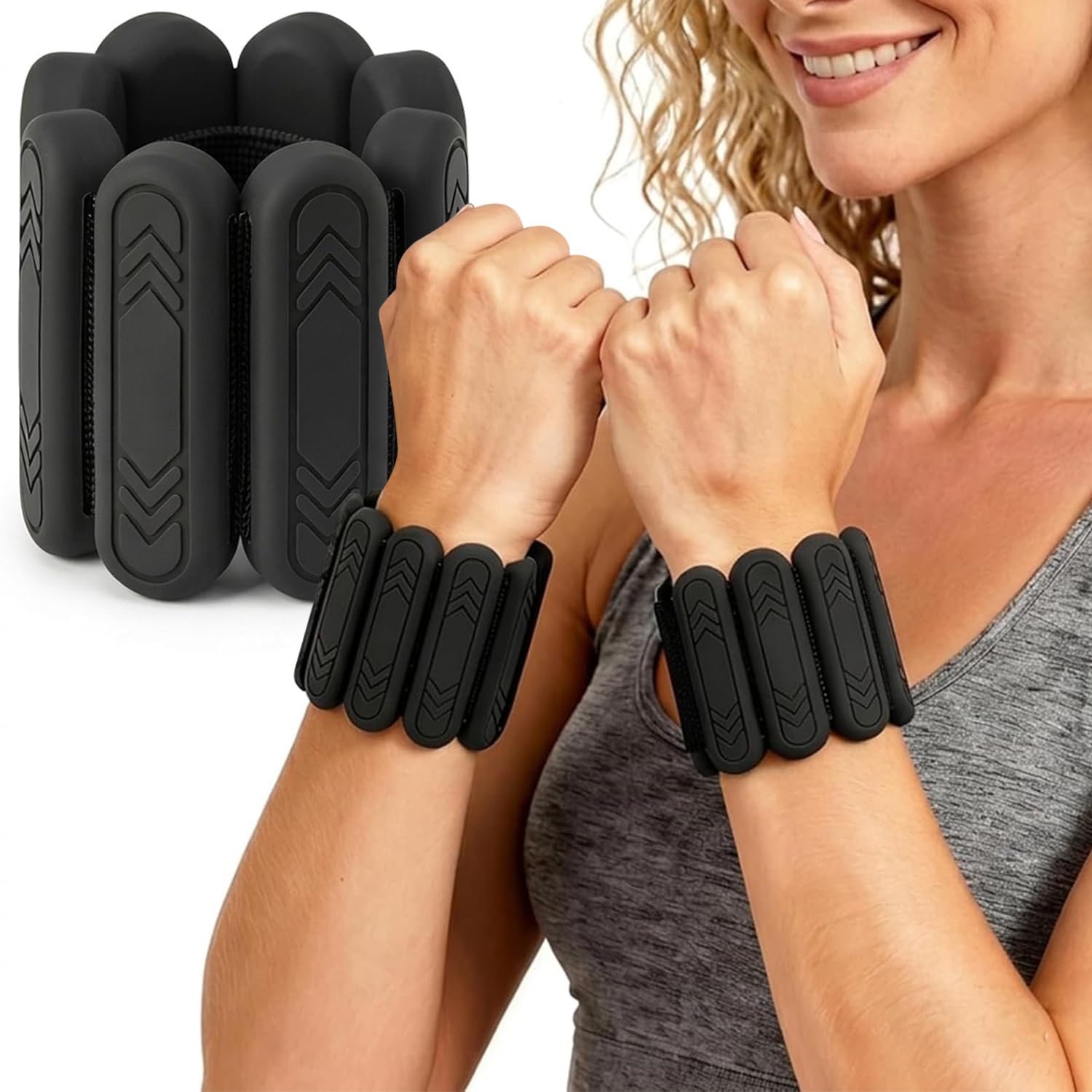 Set di 2 pesi per caviglia (0,5 kg/0,9 kg ciascuno), pesi regolabili per polsi e caviglie per donne e uomini, braccialetti in silicone per allenamento della forza, per nuoto, corsa, pilates