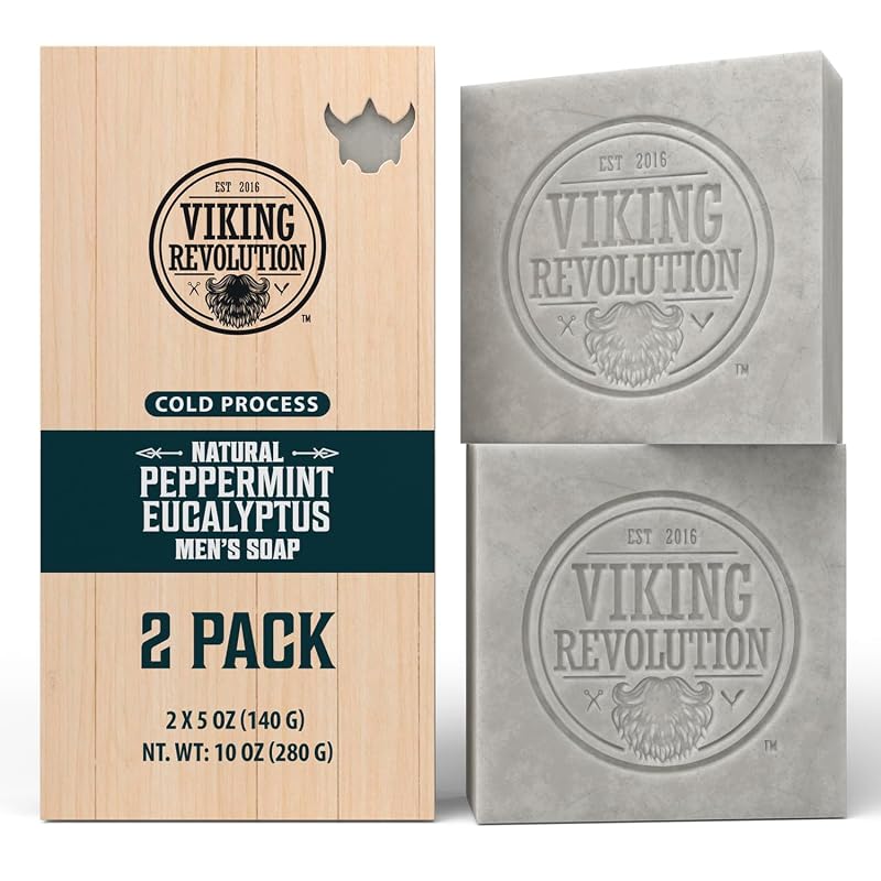 Viking Revolution Sabonete em Barra Natural para Homens com Hortelã-pimenta e Eucalipto — Pacote com 2
