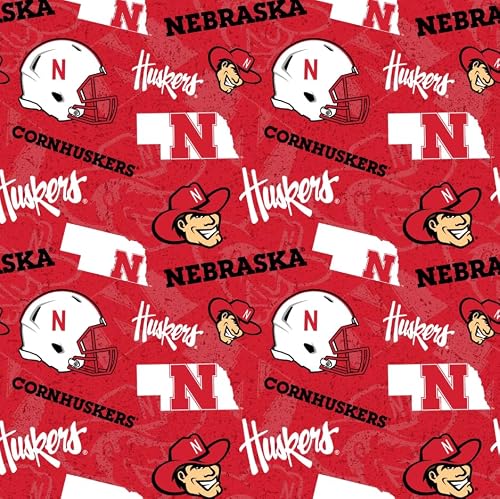 University of Nebraska Cornhuskers Fabric – Officially Licensed University of Nebraska Cotton Quilting Fabric by Sykel Enterprises, Precut Yardage for Sewing & Crafts Tone on Tone