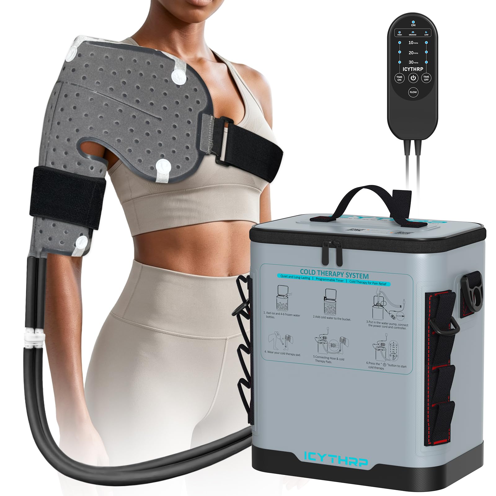 ICYTHRP Programmable Timer Cold Therapy Machine for Shoulder w/Quiet Pump