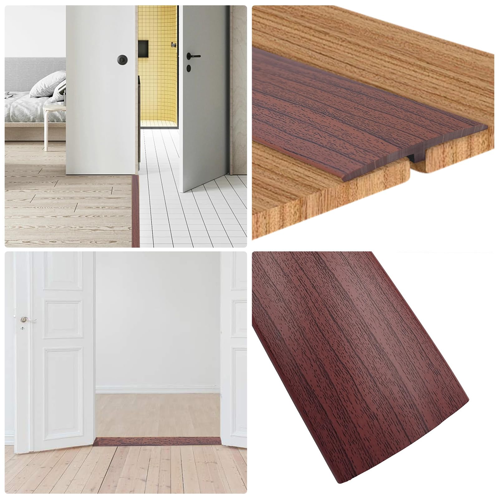 Perfil de transición autoadhesivo, ancho de 50 mm, autoadhesivo, tira de transición de PVC en T, flexible en forma de T, tiras de transición para laminado/MDF y suelos de madera (nogal, 5 m)
