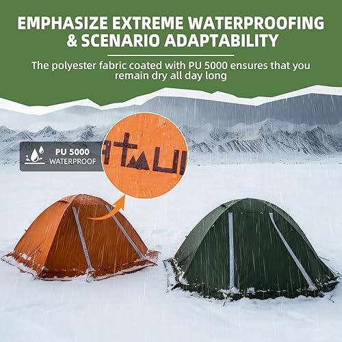 Miniatura 4 de Clostnature Tienda de Campaña Ligera para Mochileros - 1/2 Personas 4 Estaciones Ultraligera Impermeable para Acampar, Tienda de Gran Tamaño de