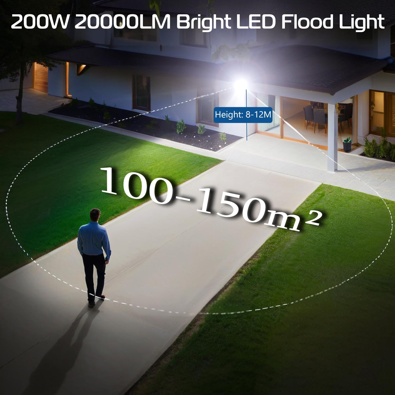Faro LED 200W ANNIFUNLY 20000LM - Impermeabile IP67, 6500K Bianco Freddo, Per Esterni E Giardino - Foto 6