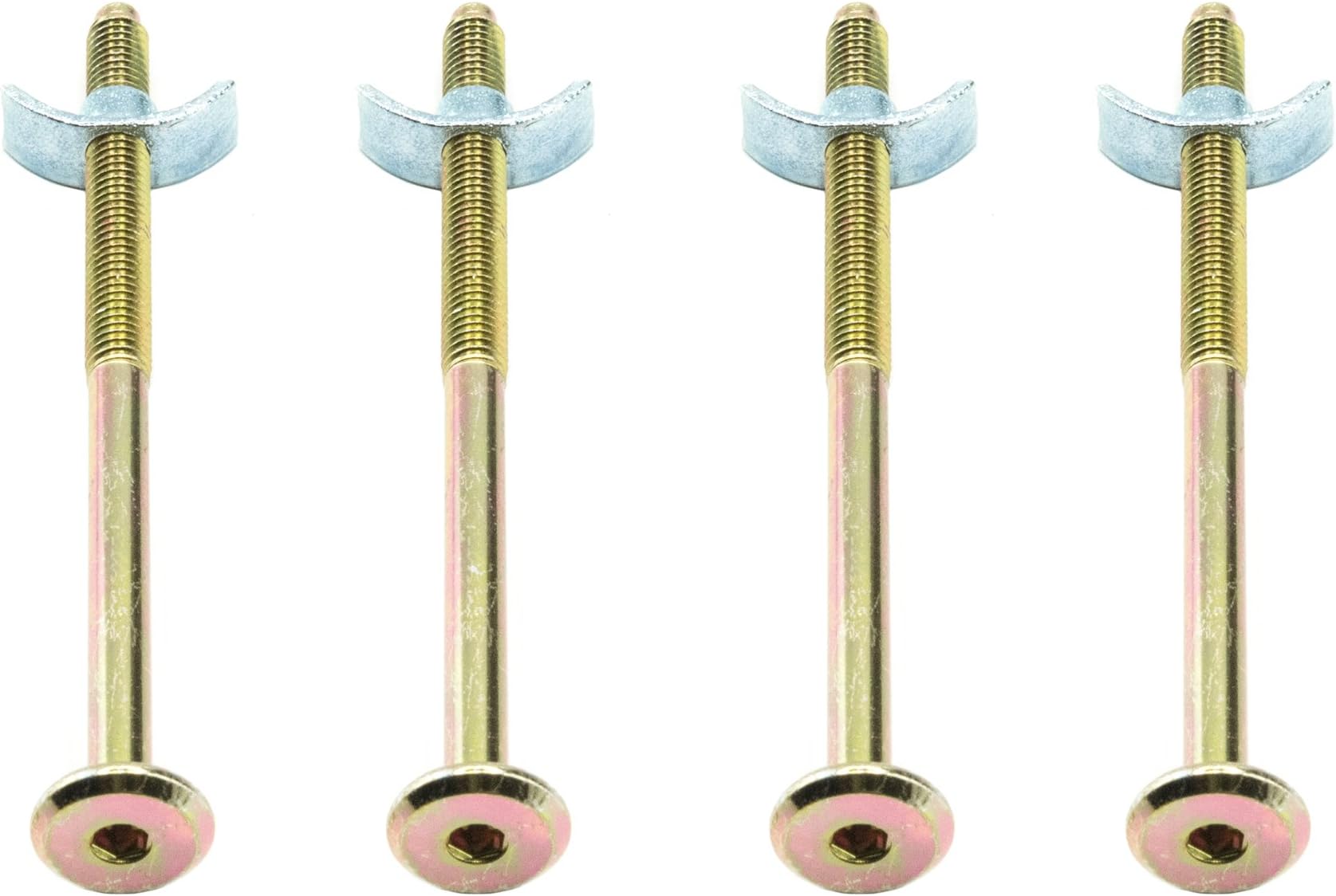 M6 Threaded Half Moon Mini Luna Washers with 100mm Furniture Connecting Bolts for Bunk Beds Cots - Set of 16