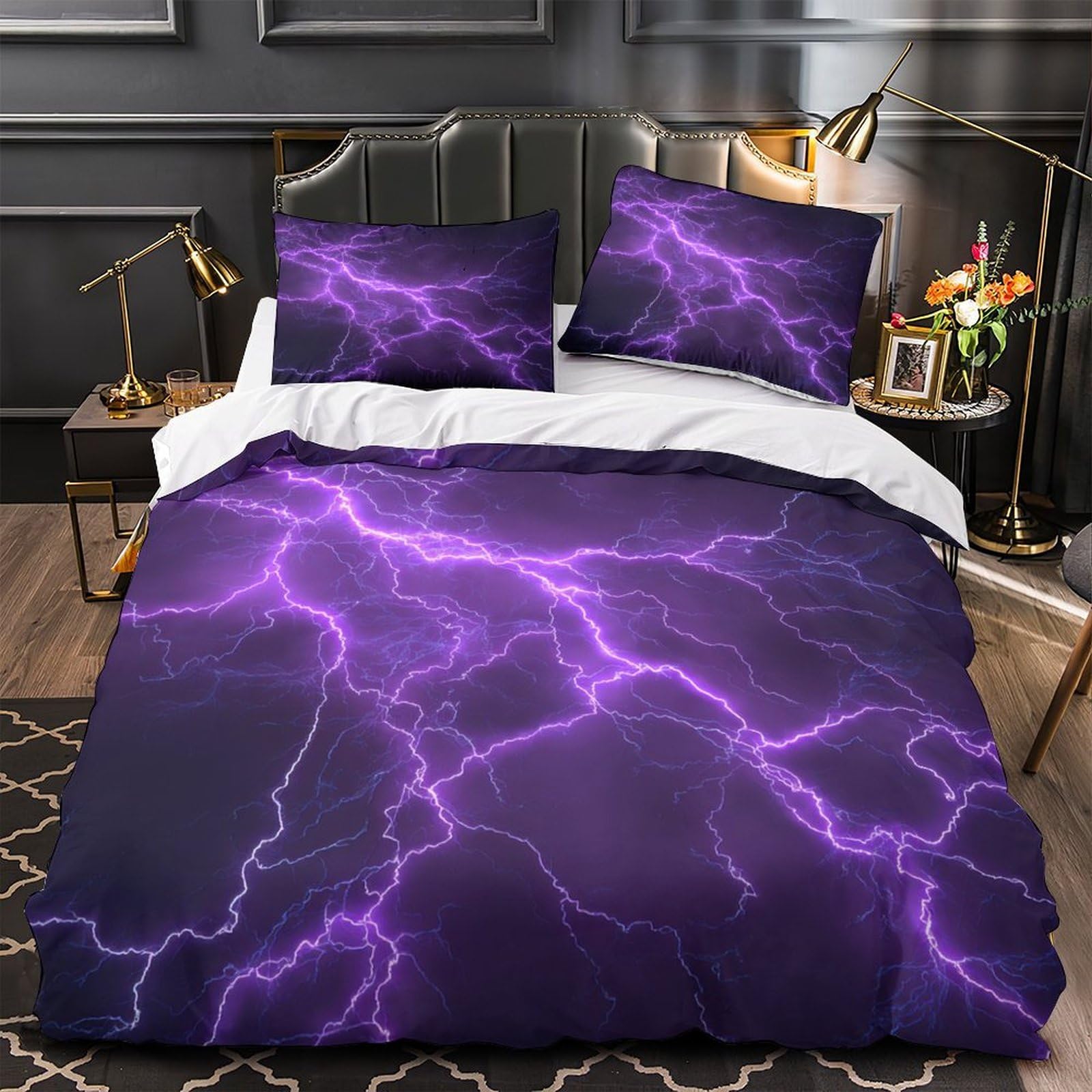 Housse de couette microfibre 135x200 anti-allergène éclair 3D