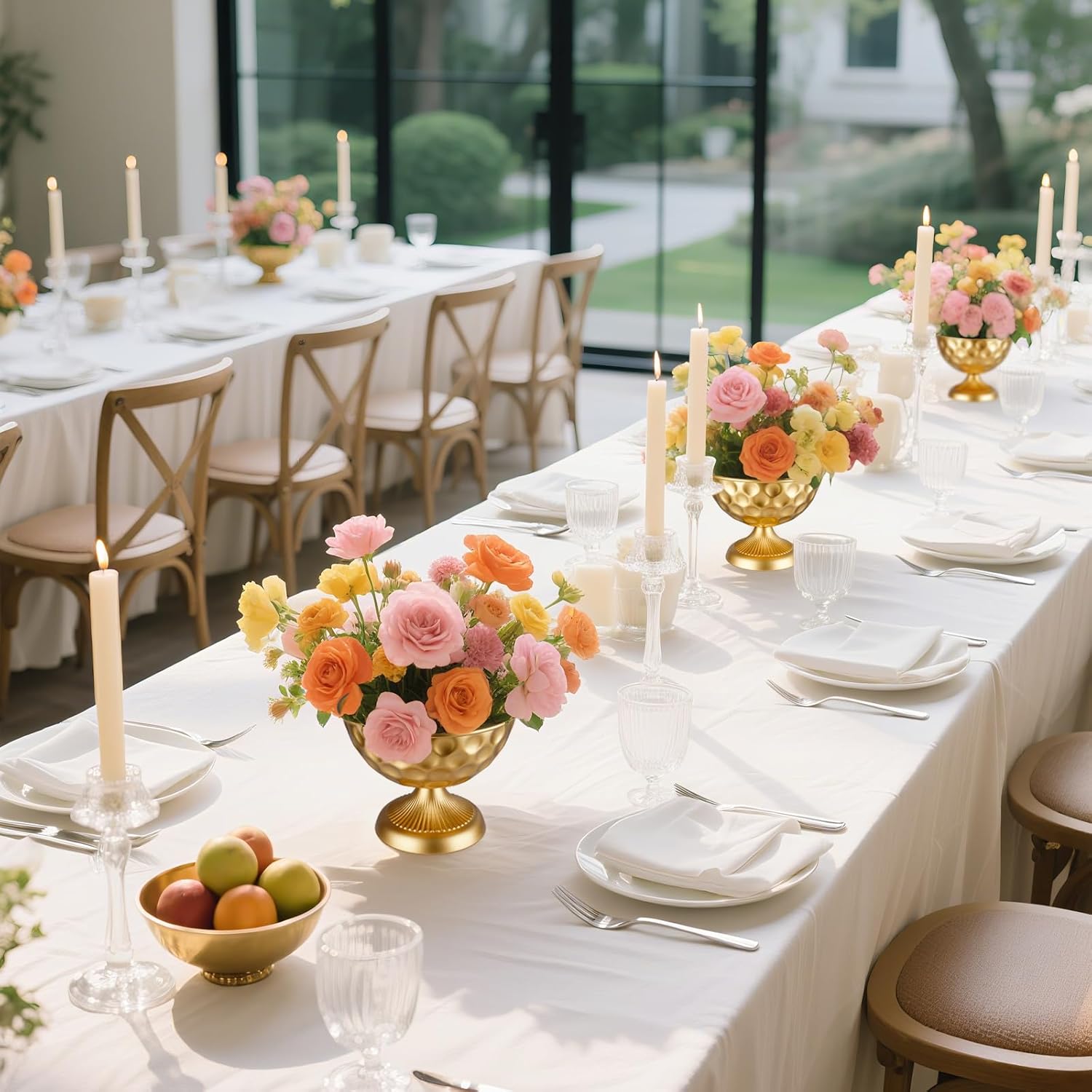 Gold Vases for Centerpieces, Set of 10 Gold Centerpieces for Table Small Metal Flower Vases Floral Arrangements for Wedding Reception Home Anniversary Table Decor