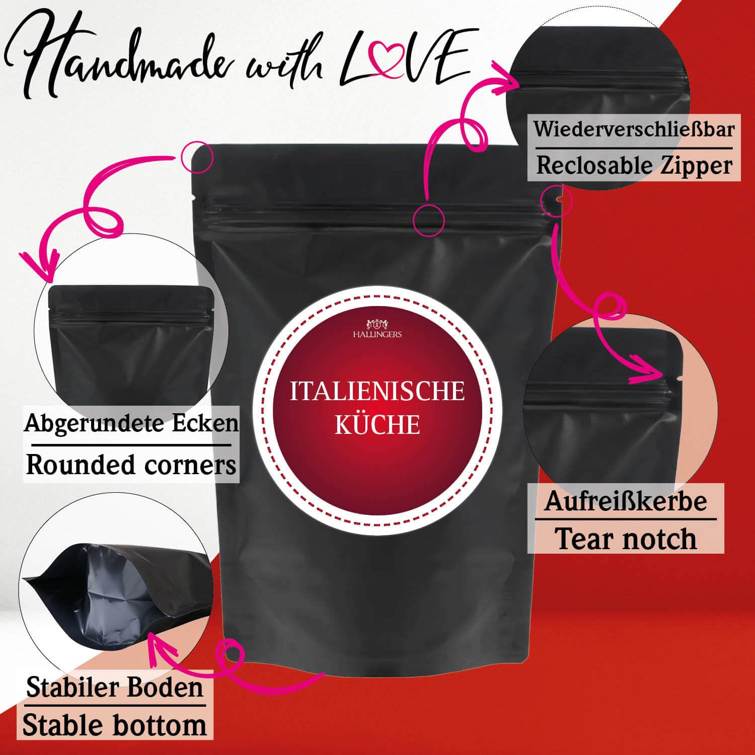 Hallingers Genuss Manufaktur Gewürz Geschenk-Set - Selektion unserer Besteller als Probierset in edlen Aromadosen & Tragetasche "Italienische Küche", Geschenkidee für Frauen Männer