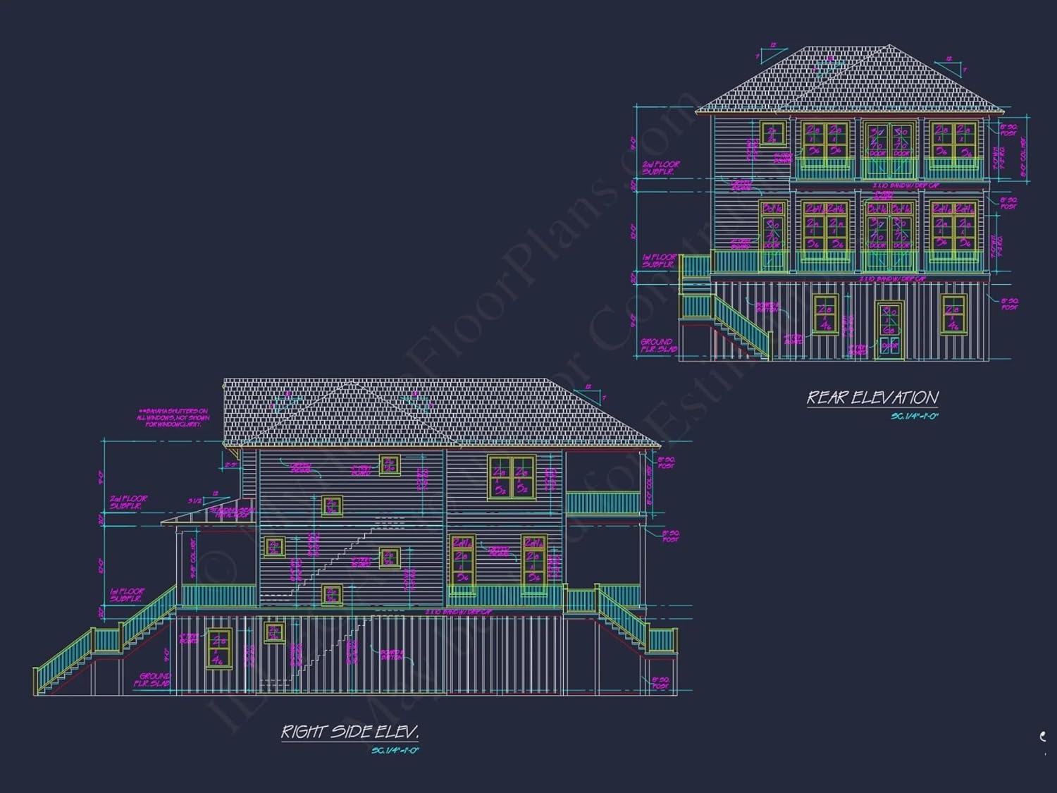 20-1562 HOUSE PLAN - Elegant House Plan with 2-Story CAD Blueprint & Modern Designs