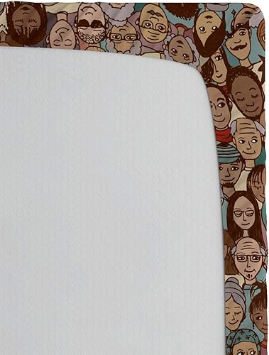 Miniatura 5 de Ambesonne Hipster Fitted Sheet, People Faces from Different Ethnicity Racial Diversity Progressive World Pattern, Bed Cover with All-Round Elastic