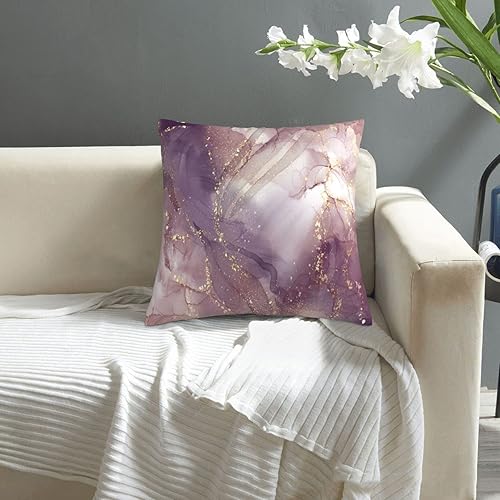 Miniatura 6 de VARUN Fundas de almohada de mármol rosa y morado, elegante diseño dorado con purpurina, fundas de almohada cuadradas para decoración del hogar,