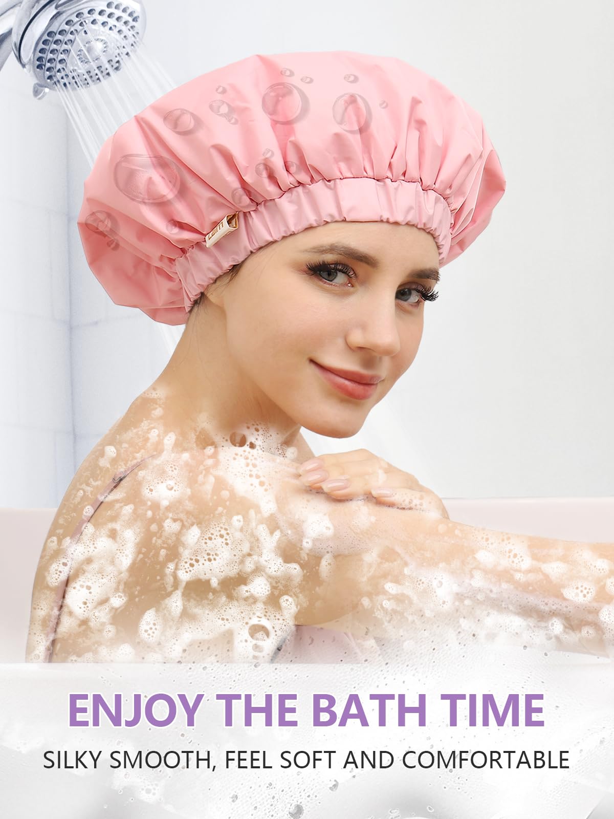 Years Calm Reusable Waterproof Shower Caps for Women Hair Caps for Showers Double-Layer Elastic Design - Image 3