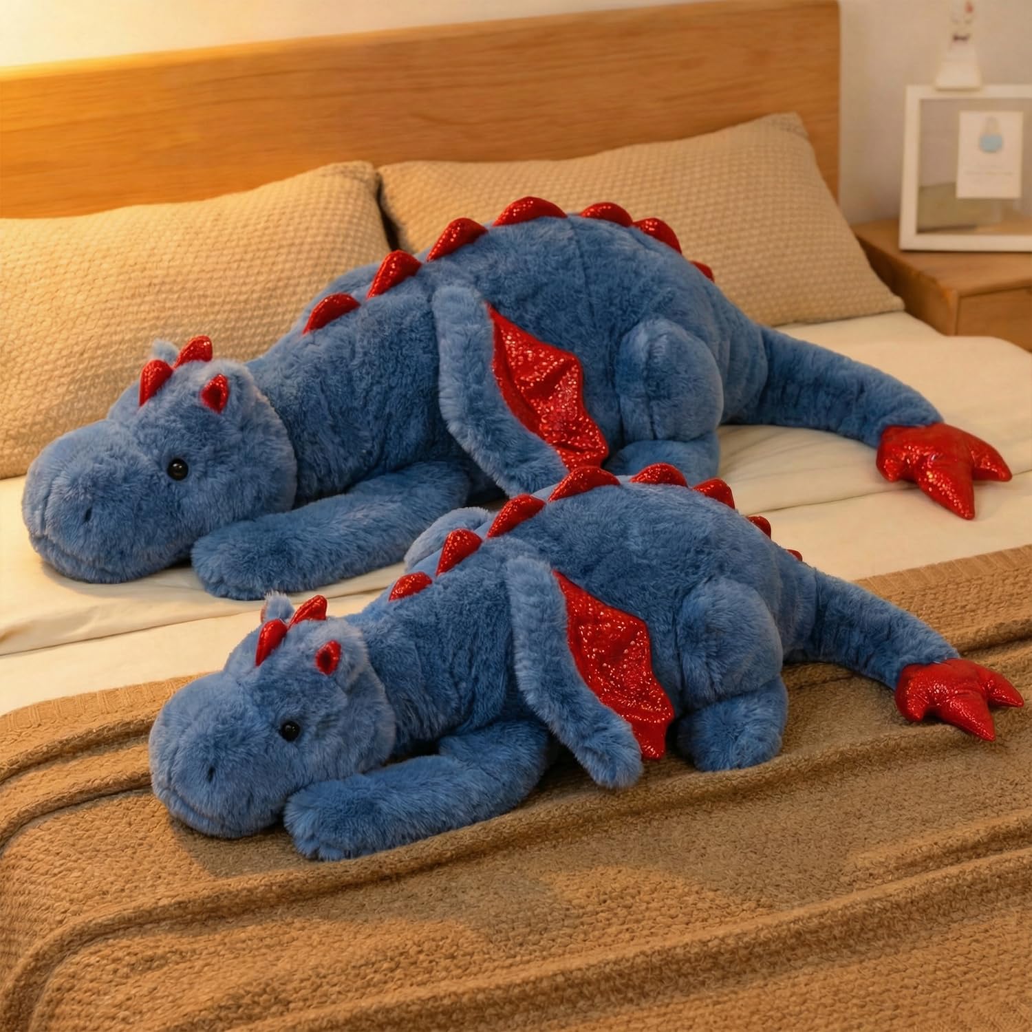 ARELUX - Peluche Gigante de 50 Pulgadas, 3 Libras, dragón Azul Grande, de Animales de Peluche, Lindo Juguete de Peluche, Mullido, Jumbo de Dinosaurio, con alas, Suave Peluches de pterosaurio para