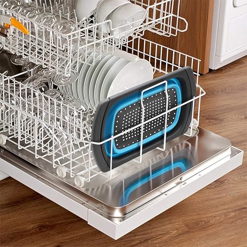 Miniatura 6 de Qimh - colador plegable sobre el fregadero, para cocina apto para lavavajillas, para pasta, verduras y frutas. Coladores de alimentos con asas