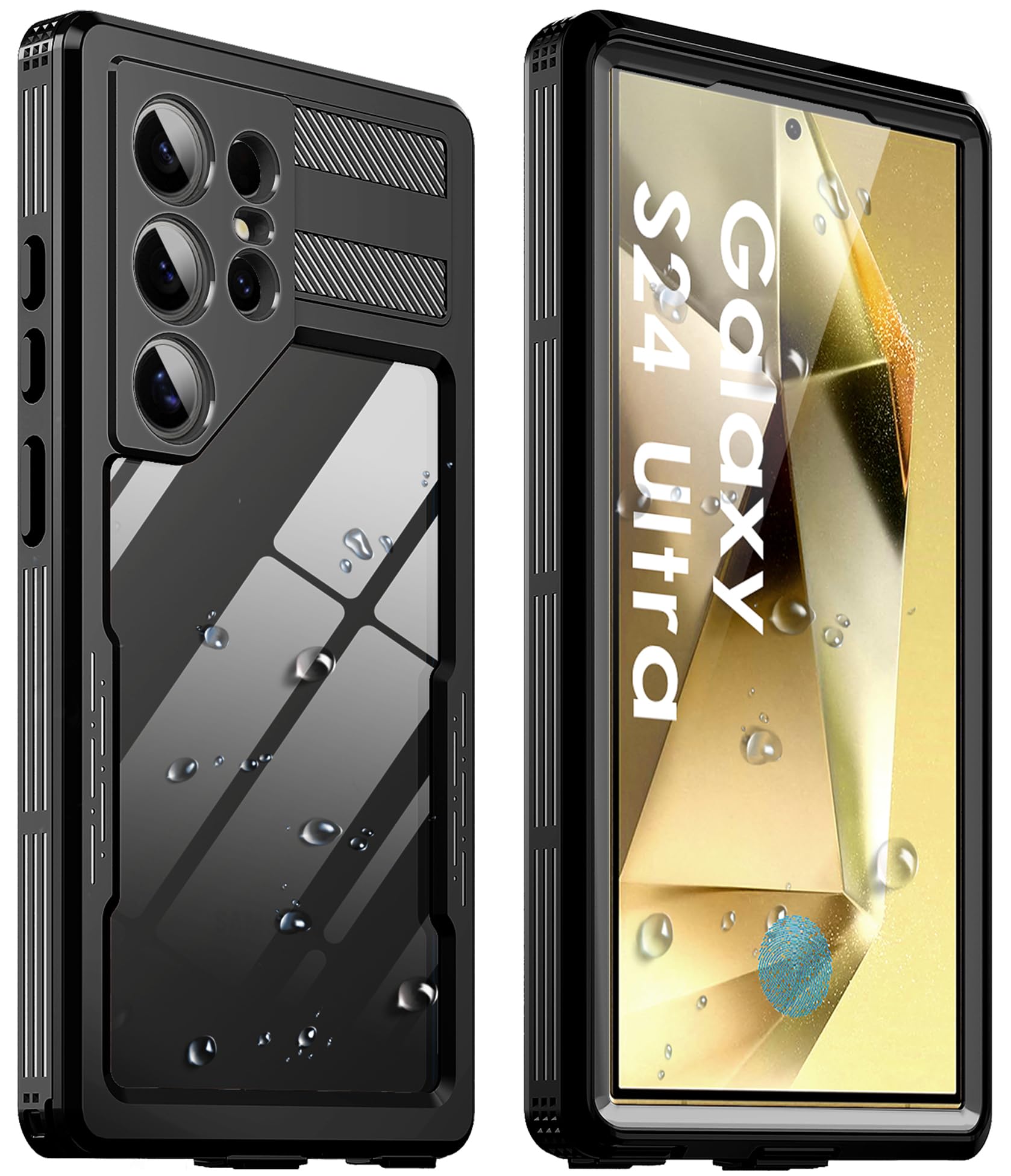 Ezanmull for Samsung Galaxy S24 Ultra Waterproof Case, with Built-in Screen Protector Dustproof Shockproof Full Body Underwater Protective Phone Case Cover for Samsung Galaxy S24 Ultra 5G 6.8" (Black)