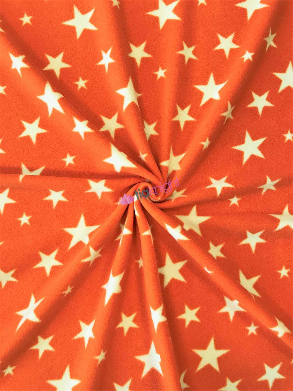 Premium Polar Fleece Anti-Pill Soft Washable Fabric Sold by The Metre | Exclusive Tia Knight Prints (Twinkle Stars- Orange, 1 Metre)