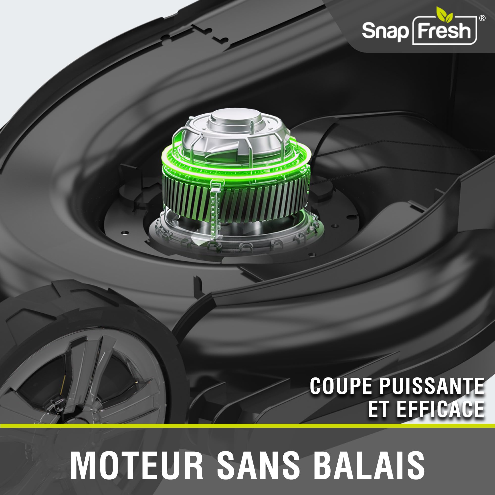 SnapFresh Tondeuse à Gazon sans Fil 40V, Largeur de Coupe 40 cm, Bac 42 L, Deux Batteries 4,0 Ah, Moteur sans balais