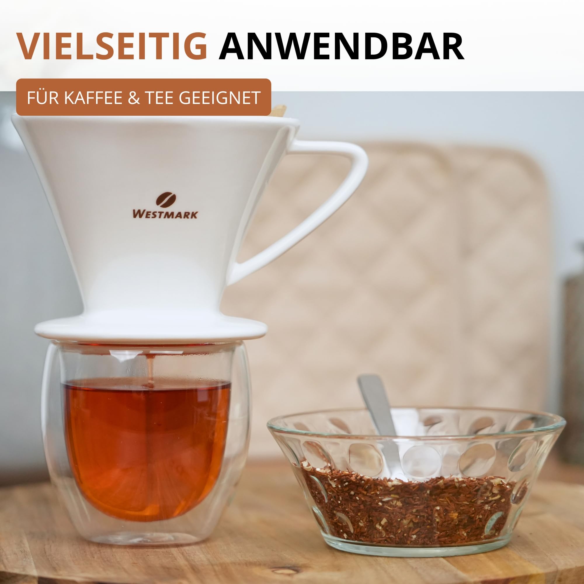 Westmark Porzellan-Kaffeefilter/Filterhalter, Filtergröße 4, Für bis zu 4 Tassen Kaffee, Brasilia, Porzellan, 24482260